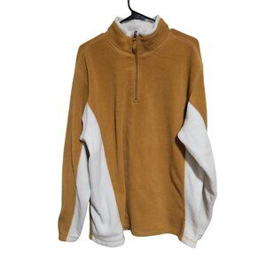 Foot Locker Quarter Zip Fleece Pullover Mens Size XL White Mustard Sweatshirt